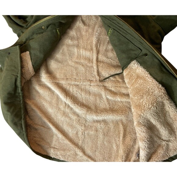 GANT Rugger Winter Parka Jacket XXL Hunter Green Wool Blend Faux Fur Hood - Picture 7 of 12